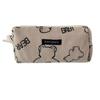 Soft Cotton Bear Print Velvet Canvas Pencil Case Korean Style Large Capacity Stationery Box Pencil Bag Brown