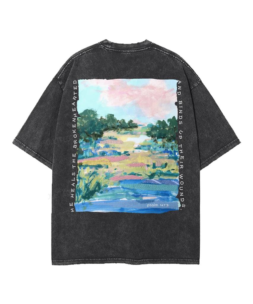Harajuku Art Painting Printed T-shirt Fashion Y2k Washed T Shirt Summer Oversized Casual Cotton Tees Tops Men Women Clothing