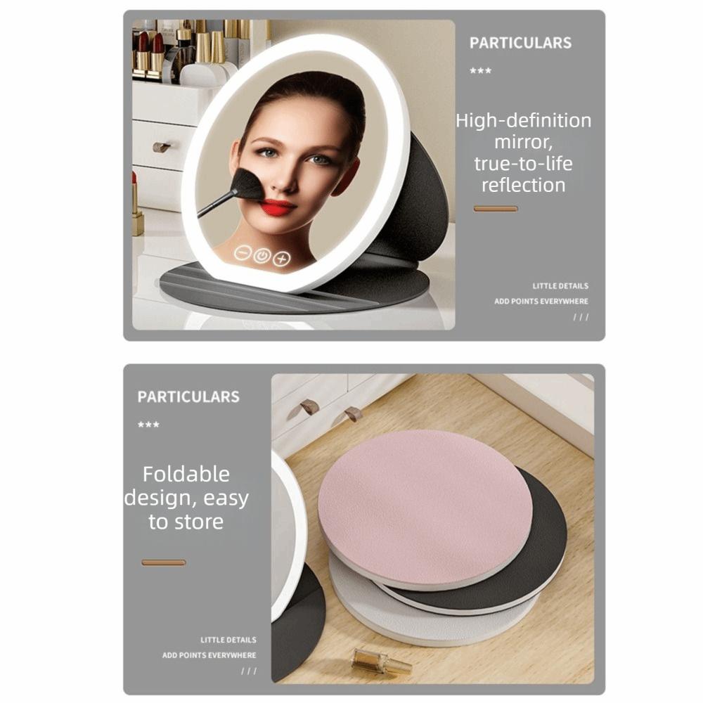 3 Color LED LED Makeup Mirror Round Mirror Portable Vanity Mirror  Office Use