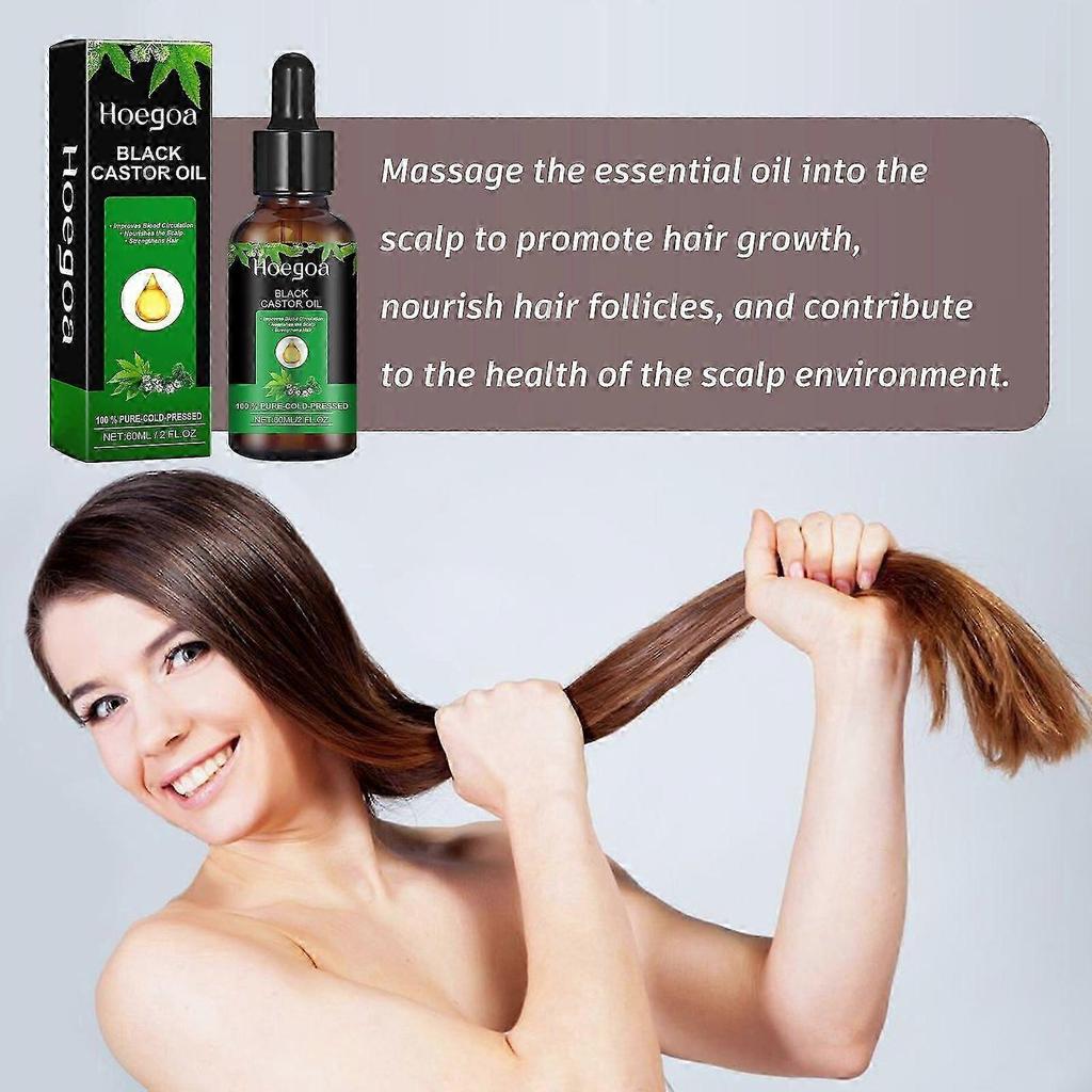 Black Castor Oil for Hair Growth & Scalp Nourishment - Deep Hydrating, Promotes Thicker Hair, Stimulates Hair Follicles, Multi-Purpose 60ml