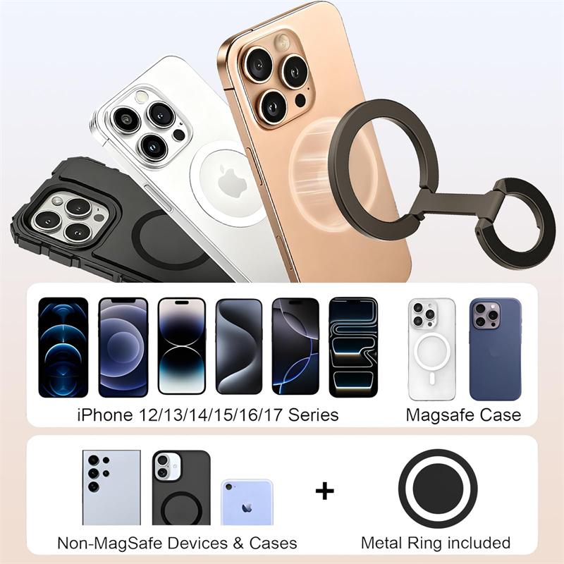Magnet Phone Stand Grip Compatible with Car Mount For MagSafe [Double-Sided Super Magnetic] for iPhone 17/16/15/14/13 Pro Plus 5
