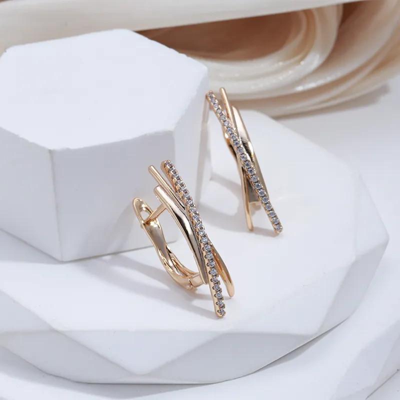 1 Pair Modern Minimalist Golden Color Clips Earrings for Women Cross Style Zircon Fashion Jewelry Earrings
