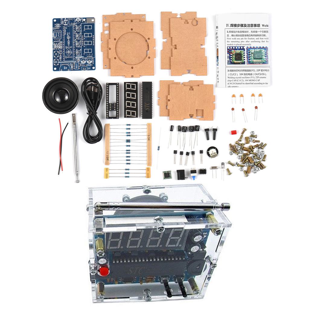 Светодиодный цифровой FM-радио DIY Kit SCM FM-радио модуль Паяльный комплект для практического проекта 5 Вт Динамик