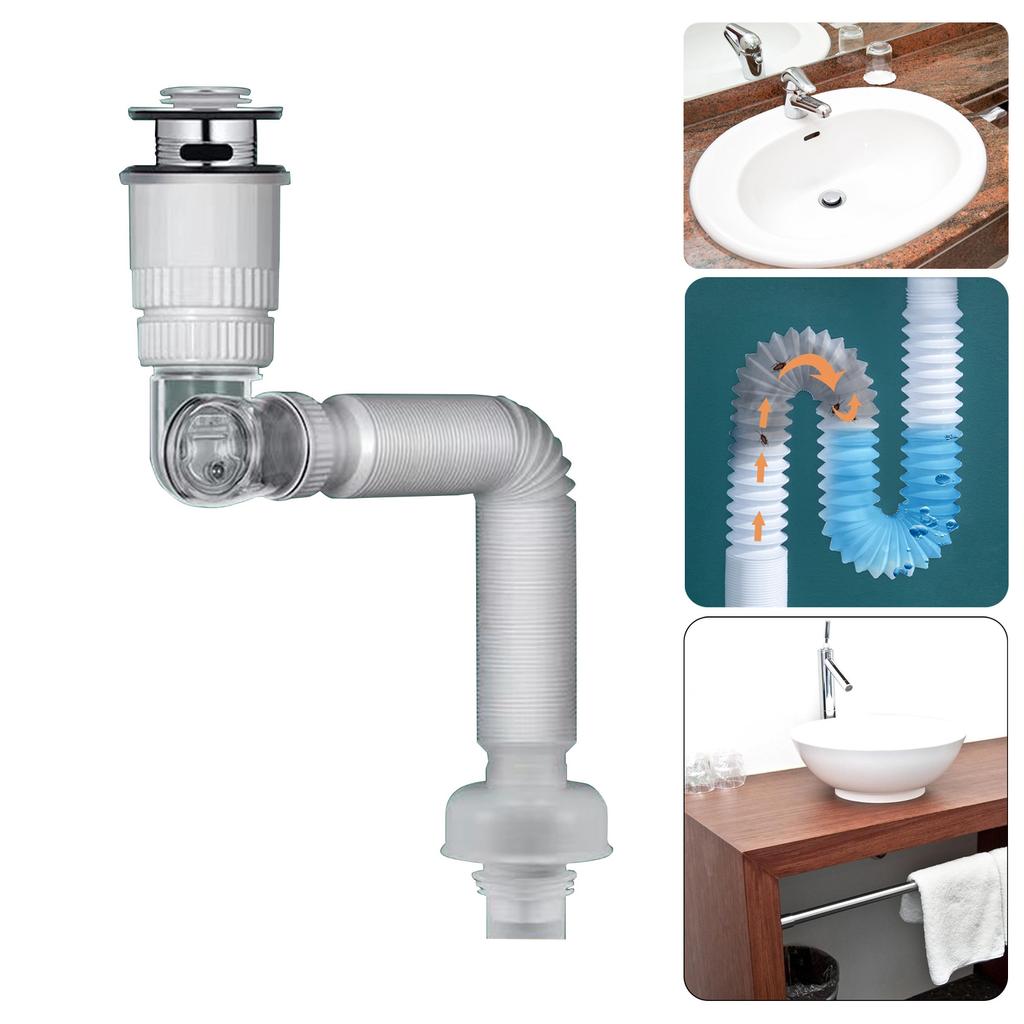 Rotatable Anti Odor Drain Pipe Easy To Install & Clean ABS Rotating Drain Pipe Bathroom Accessory for Washbasin & Sink