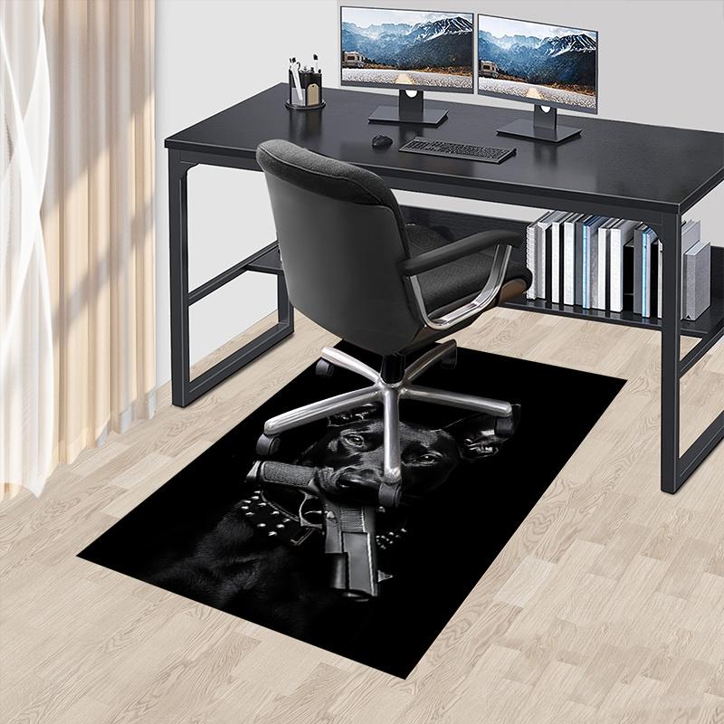 Black Dog Chair Mat: Office Carpet, Oversized Rug for Home Decor, Sofa Mat, Desk Protector, Gift Idea for Any Room
