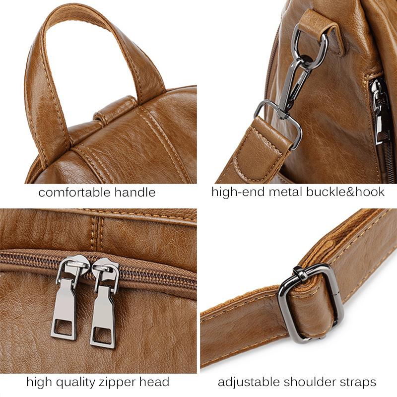 2025 Модные женские рюкзаки с бантом из натуральной кожи, женские школьные сумки из воловьей кожи с защитой от кражи и орнаментом в виде медведя