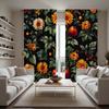 2 шт. занавесок HD с изображением листьев, садовых цветов и фруктов, с зеленой завязкой, с цифровой печатью, для украшения дома, в стиле «Украсьте гостиную»