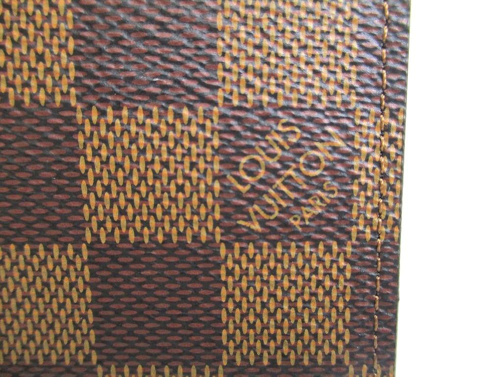 Authentic LOUIS VUITTON Damier Brown Leather Card Holder Notebook Cover #a903 Refurbished
