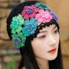 HollowOut Flower Cotton Beanie Hat Openwork Design Stretchy Skull Cap For Women Vacation Wear Photography Headpiece