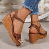 Retro Buckle Decor Wedges Sandals Women Plus Size Ankle Strap Thick Sole Non Slip Casual Shoes Summer Chunky Platform Sandalias