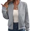 Women's Autumn and Winter Solid Color Texture Zipper Casual Pilot Jackets