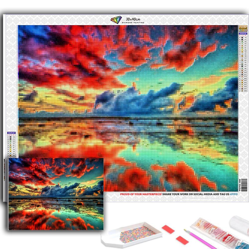 5D Diy Алмазная картина Красочные облака Вышивка Мозаика Художественная картина Стразы Декор Подарок