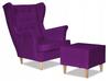 Кресло ушастое Diana с подставкой для ног скандинавское фиолетовое