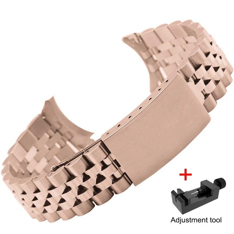 Ремешок для часов из нержавеющей стали, тон 13 мм, 17 мм, 18 мм, 19 мм, 20 мм, 21 мм, 22 мм, розовое золото, серебро, ремешок для часов, браслет-устрица