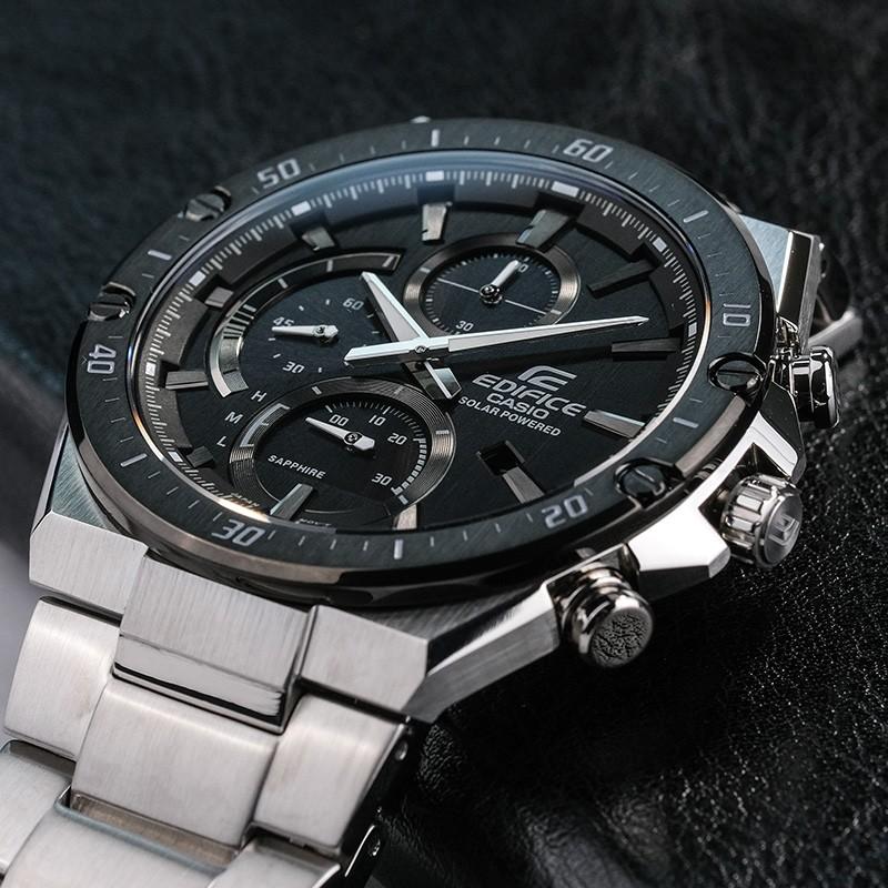 Casio EDIFICE Artificial Sapphire Mirror Solar Men's Waterproof Watch Solar Quartz Movement Stainless Steel Strap Japanese and EFS-S560YDB-1APRD