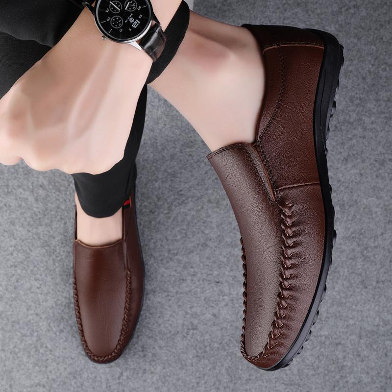 Casual Leather Mens Footwear Slip On Office Man Formal Shoes Wedding Party Men Dress Shoes Breath Driving Lazy Loafers Moccasins