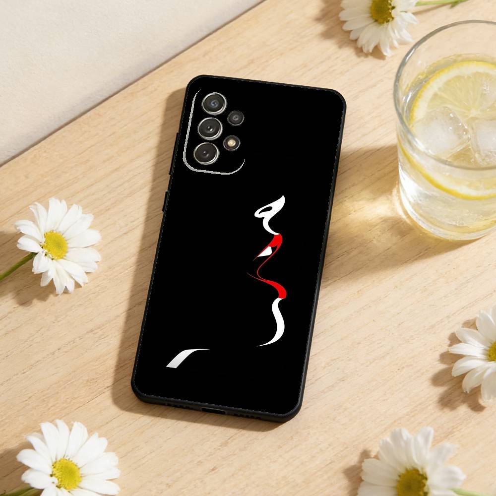 Элегантный Чехол для Телефона с Силуэтами Линий Для Samsung S26,S25,S24,S21,S22,S23,S30,Ultra,S20,Plus,Мягкий Черный Корпус
