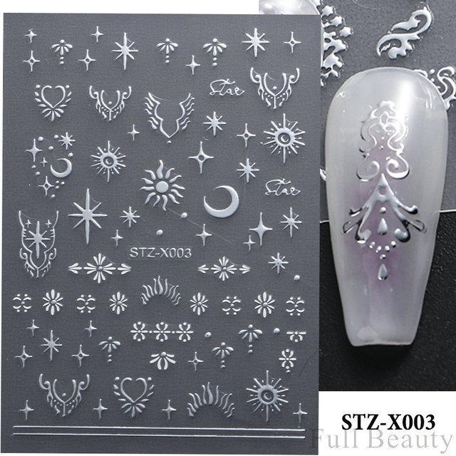 Nail Art Stickers Ins Valentine's Day French Red Love Silver Line Grid Love Nail Stickers