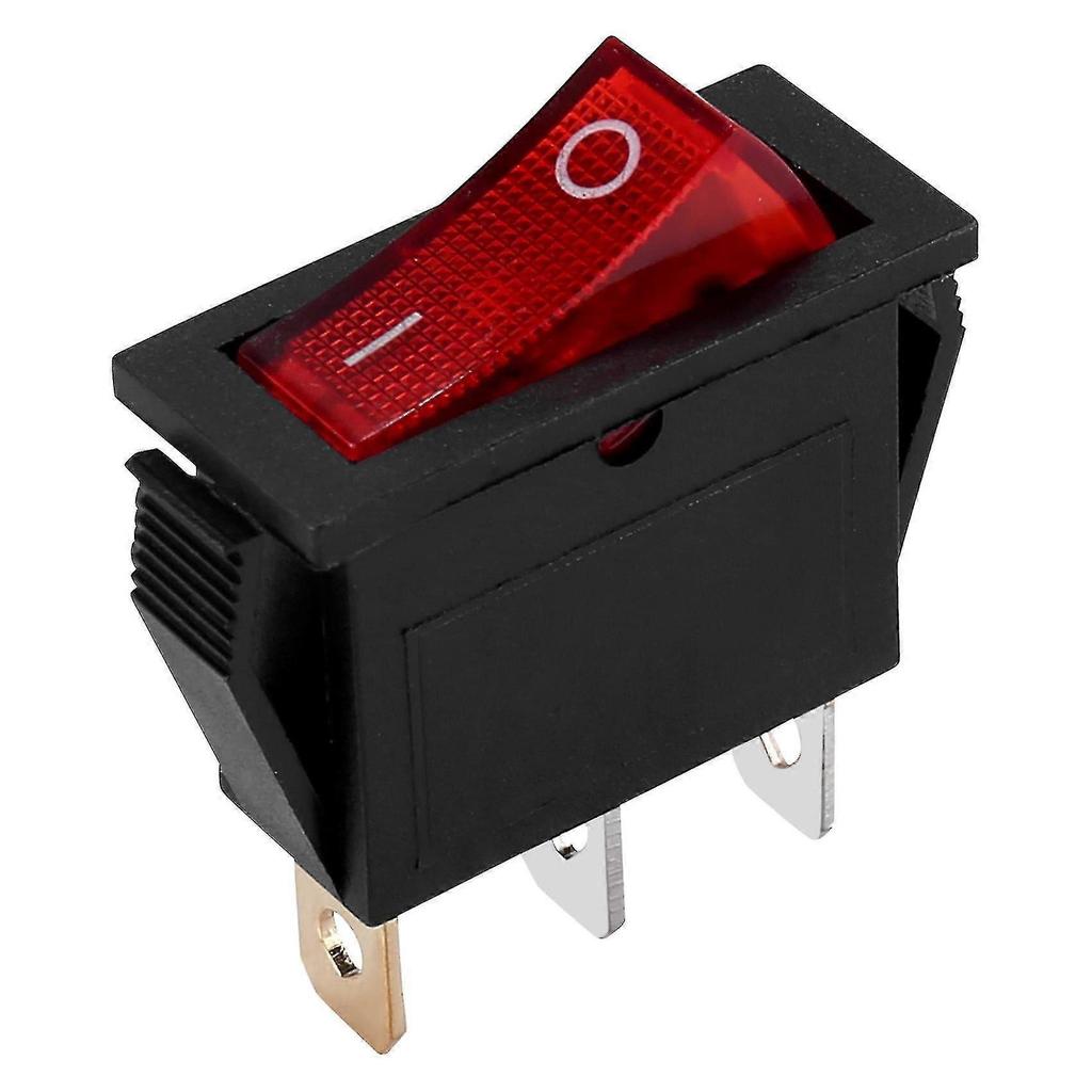 Illuminated On Off Toggle Switch Bipolar 28x10mm 250V 15A Red 3 Terminals Compatible with Multiple Brands Electrical Appliances