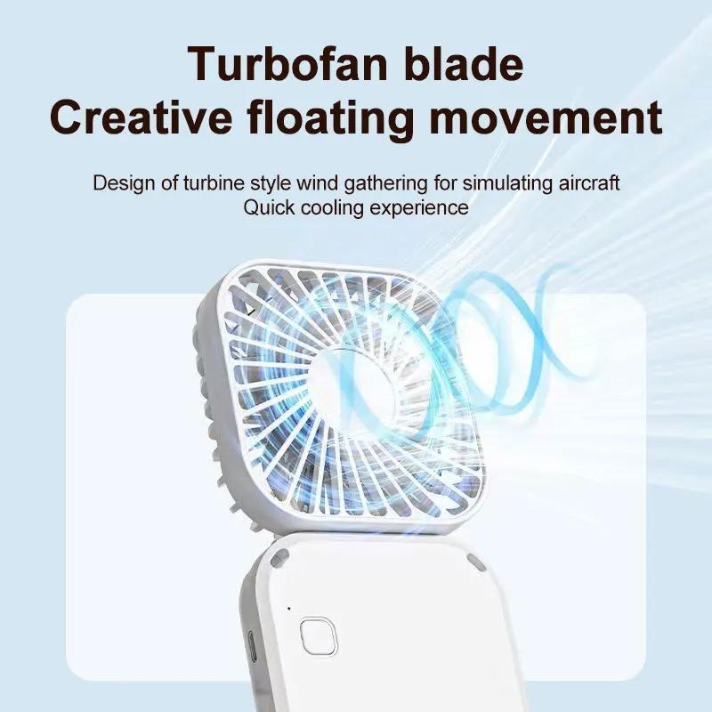 Mini Handheld Fan Mute Foldable Fan Multi-functional Turbine Fan USB Rechargeable Portable Hanging Neck Fan Mini Table Fan
