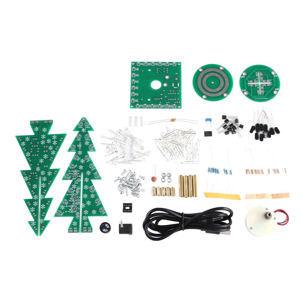 Electronic Christmas Tree Colorful LED Automatic Rotating Music Tree Assembly Kit DIY Teaching Set