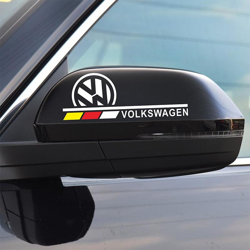 T322PCS Car Rearview Mirror Reflective Decals Waterproof Sticker Valve Cap For Volkswagen Golf 4 5 6 7 8 Passat Tiguan Bettle Jetta