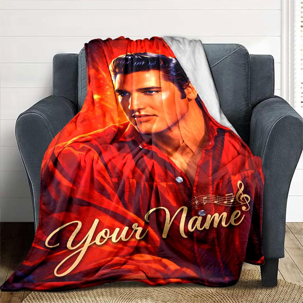 Elvis Presley Customize Your Name Blanket Multi-purpose Personalized Blanket Comfortable Great for Sofa Seaside Bed Picnics for All Occasions