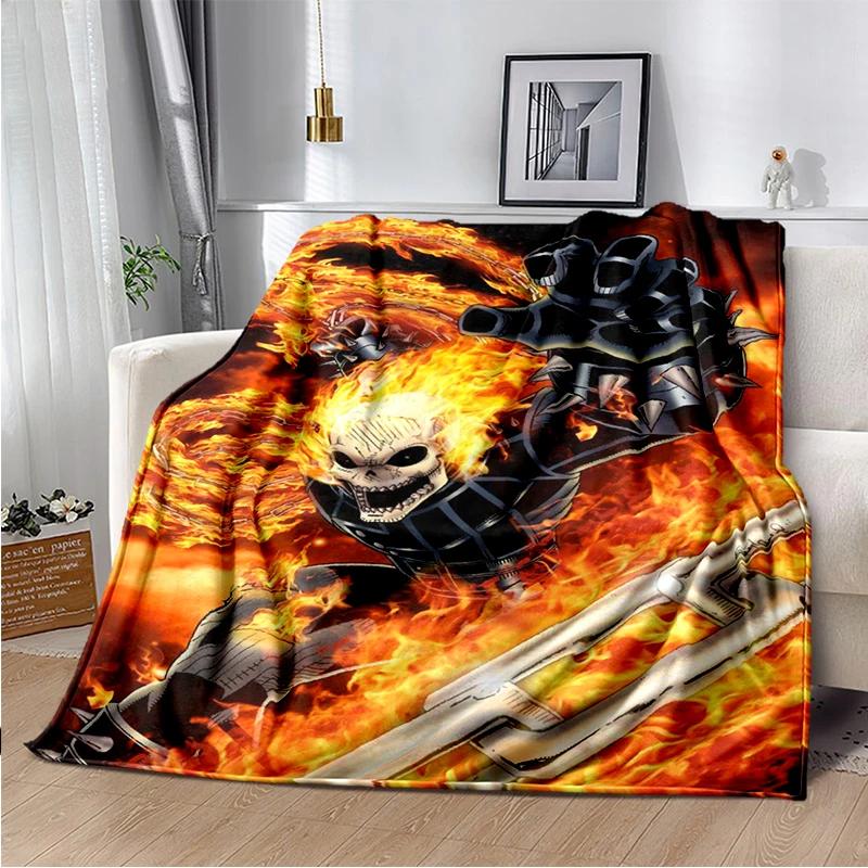 2025 New Marvel Horror Ghost Rider Cartoon Gift Soft Blanket,Soft Throw Blanket for Home Bedroom Bed Sofa Picnic Child Cover Kid
