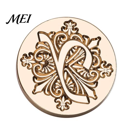 Decorative Wax Seal Stamp Iris A-Z Initial Alphabet Head, Brass Engraved Vintage Sealing Head for Wedding Invitations Envelopes Journal Gift Packaging