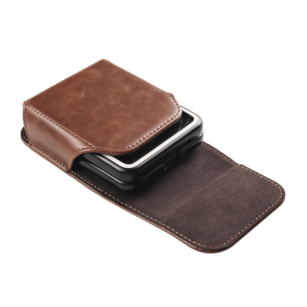 Роскошный кожаный чехол для телефона с зажимом на ремень, мужская поясная сумка для Samsung Galaxy Z Flip5 Flip4 Flip3 5G, Oppo Find N2 Flip Moto Razr, магнитная кобура, чехол