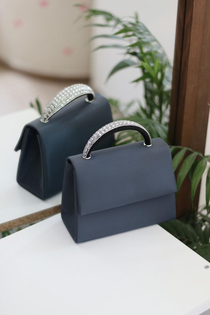 Women's Stylish and Useful Evening Dress Bag Women's Silvery Gold Stone Detailed Evening Dress Shoulder Bag