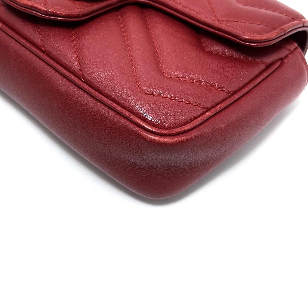 [Pre-Owned] GG Marmont Vintage Metal Logo Quilted Leather Mini Shoulder Bag - Excellent #1J88SHS
