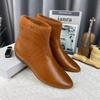 Shoes for Women 2024 New Classic Pointed Toe Women's Boots Simple Versatile Fleece Short Boots Comfortable Warm Lady Flat Shoes