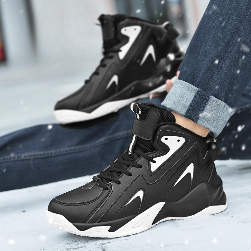 Мужские кожаные кроссовки с высоким верхом для баскетбола, осенне-зимние, нескользящие, для тренировок, спортивная обувь, повседневные, дышащие, теннисные туфли