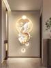 Кремовый стиль украшение стены дома подвеска украшение гостиной статуя павлина светодиодный светильник подвесная картина