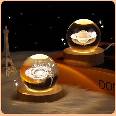 USB светодиодный ночник, лампа Galaxy Crystal Ball, 3D-лампа Planet Moon, украшение для дома