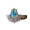 Hot Sale K Gold Water Drop Shaped Blue Opal Inlaid White Diamond Ring European and American Retro Water Drop Index Finger Ring