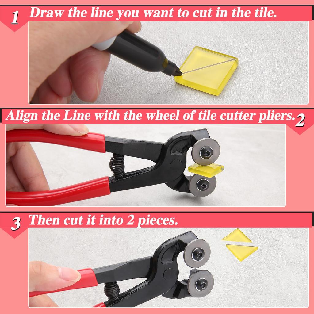 LEONTOOL Tile Tile Tile Nippers with Tile Side Tile Glass Glass Tile Mosaic Glass Cutting Stained Tile Tile Roller Type with Carbide Professional