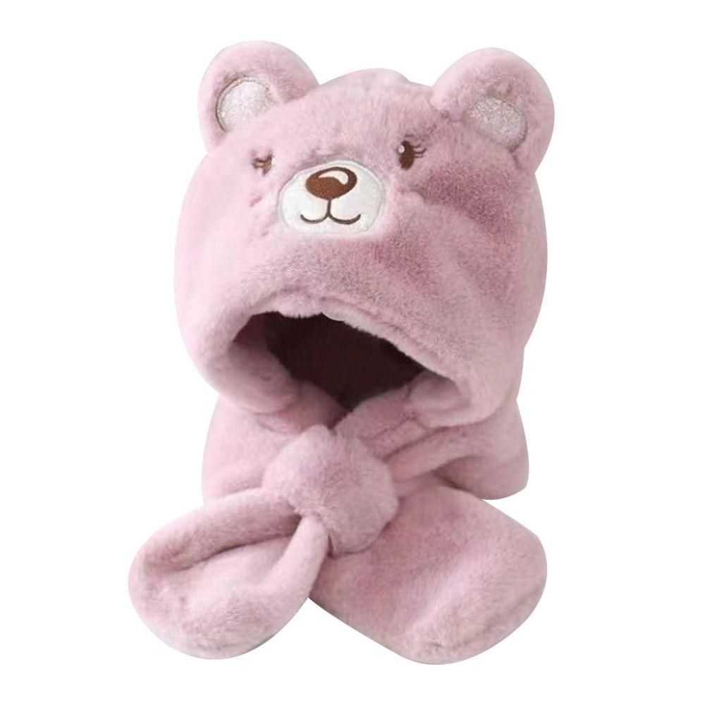 Теплый детский шарф-шапка интегрированная плюшевая шапка-бини шарф милая шапка с защитой ушей мальчики девочки