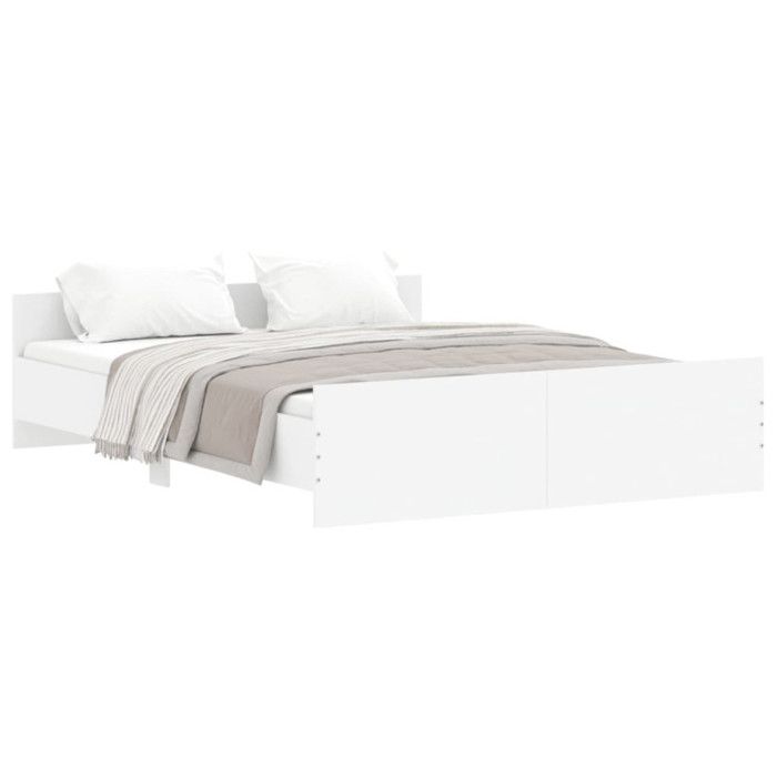 VidaXL Bed Frame with Headboard and Footboard White 160x200 Cm 3203761