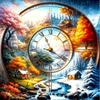 Diamond Mosaic Landscape Clock Diamond Painting Scenery Full Round Drill Embroidery Handmade Bedroom Decoration