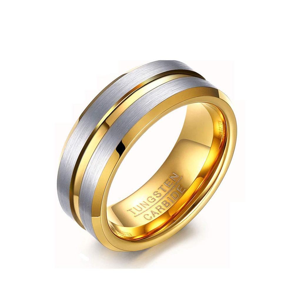 Rockyu Brand Popular Tungsten Ring for Simple Size Fashion Durable and Luxurious Men, 8mm, 10, Accessory,