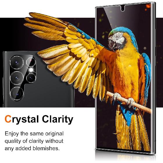 UniqueMe [2+2+1 шт.] Совместимый для Samsung Galaxy S23 Ultra 6,8 дюйма Защитная пленка для экрана Гибкий ТПУ, Защитное стекло для объектива камеры с установочной рамкой,