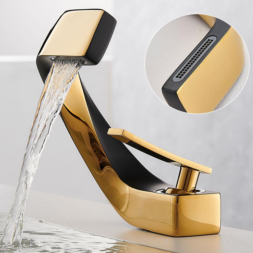 Ванная комната кран для раковины на бортике черный кран для мойки одно отверстие водопроводный кран для горячей и холодной воды смеситель для ванны