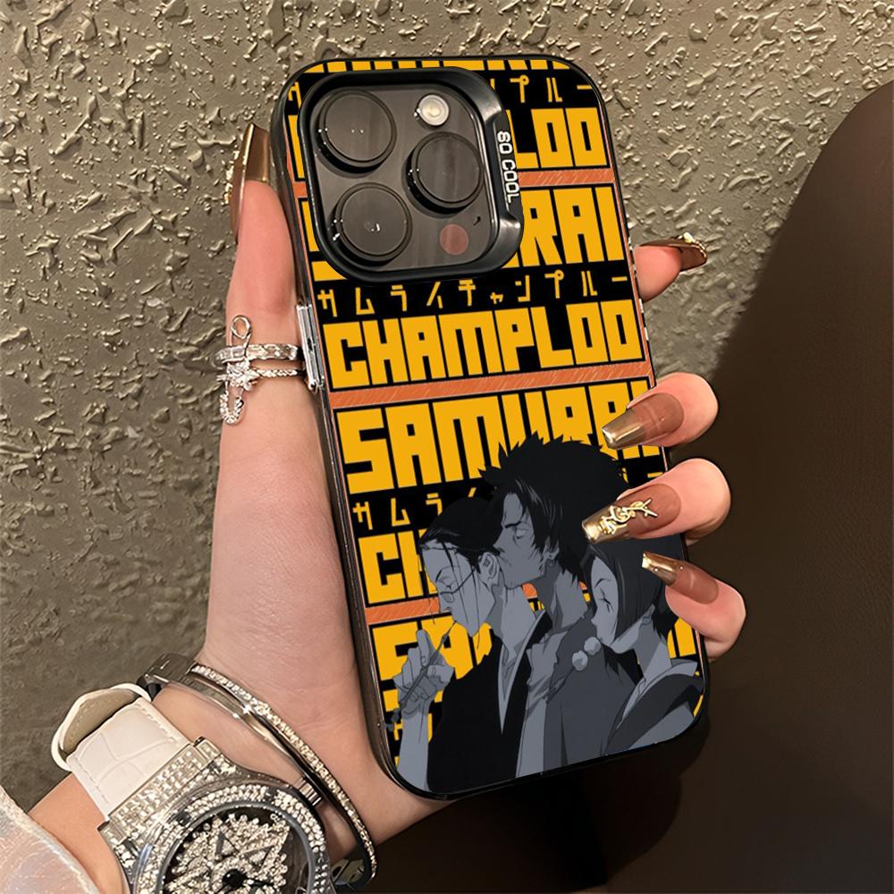 S-Samurai C-Champloo Anime Phone Case For iPhone 16,15,14,13,12,11,Pro,Max,Plus,Mini,XS,SE Anti Fall Black Matte Hard Bumper