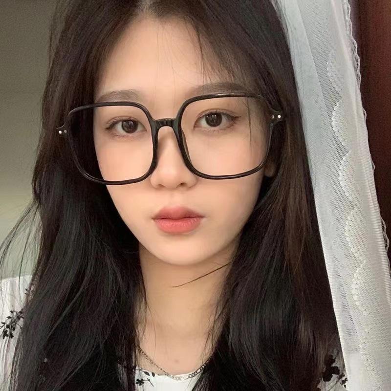 Антисиние очки для студенток, черные, прозрачные, без степени, тренд на круглое лицо, который можно сочетать с близорукими мужчинами