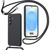 Case for Samsung Galaxy S25, Soft Liquid Silicone Protection Anti-Scratch with Black Lanyard