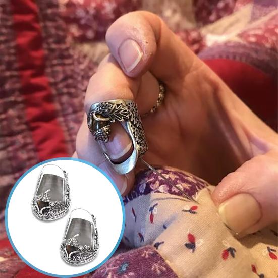 Open Nail Thimble for Hand Sewing Quilting Vintage Metal Thimble Wraparound Design Finger Protector for Knitting Needlework DIY Tools
