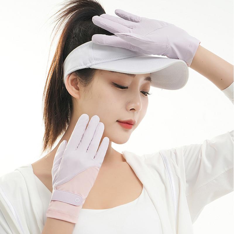 Летние перчатки с защитой от ультрафиолета, тонкие шелковые перчатки из льда, быстросохнущие солнцезащитные перчатки, прохладные, для вождения, езды на велосипеде, противоскользящие перчатки UPF50+ для женщин