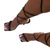 2024 Brand Women's Sandals Ankle Straps Female Sexy Dress Rome Sandal Ladies Lace Up Square Toe High Heels Open Toe Shoes Women